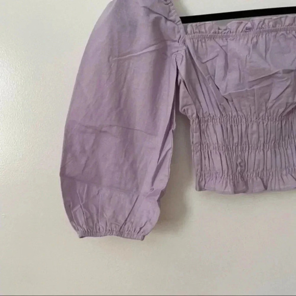Charlie Holidays Anthropologie bohemian smocked top lilac XS - Picture 5 of 7